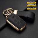 Key Fob Cover for Land Rover with Key Chain, Upper Leather + Soft TPU Key Cover Case Shell for Land Rover LR4 Range Rover Sport Evoque Jaguar XF XJ XJL F-pace (Black)