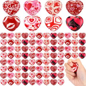 Honoson 108 Pcs Valentines Day Heart Stress Balls Bulk Heart Shaped Mini Foam Stress Relief Balls for Valentines Classroom Exchange Gifts Carnival Reward Supply