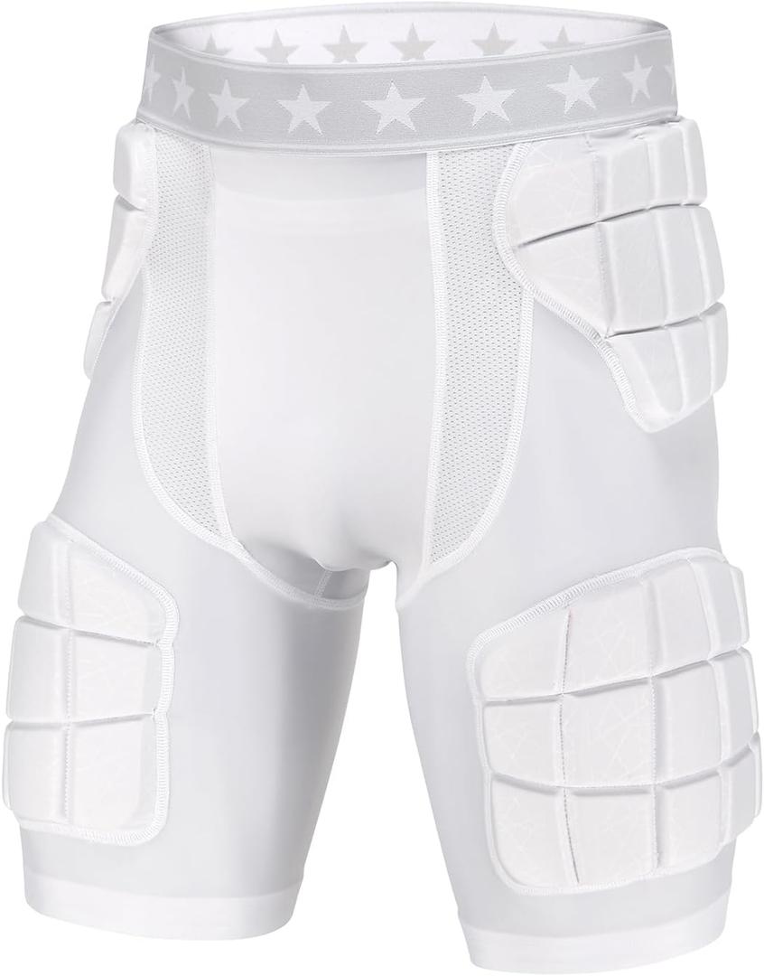 5-Pad Football Compression Girdle/Shorts, Football Padded Shorts, Football Girdle Hip and Thigh Protector (X-Large)