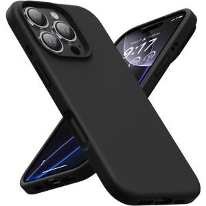 OuXul Designed for iPhone 16 Pro Case,Shockproof Liquid Silicone Protective Phone Case with Soft Anti-Scratch Microfiber Lining Ultra Slim Drop Protection Phone Cover 6.3 inc (Black)