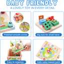 Wooden Activity Cube | Montessori Toys for 1 2 3 Year Old Toddlers | One Year Old 1st First Birthday Gift | Educational Toys for 12+ Months Baby Boys Girls | Bonus Sorting & Stacking Game (Pink)