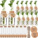 Baderke 24 Pack 3.54'' Plastic Plant Propagation Stations with Hole Lid 4oz Planter Vase Clear Propagation Jars with Thank You Tags for Plant Lover Gifts for Women Office Home Garden