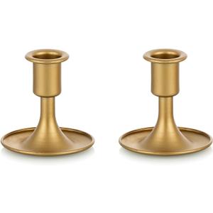 Candlestick Holders Taper Candle Holders, Romadedi Gold Candle Stick Candle Holder for Table Centerpiece, Wedding Reception, Festive Christmas Mantel Decoration or Home Decor, Set of 2