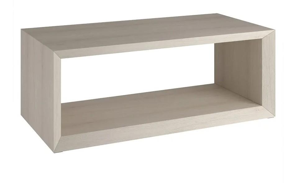 Henn&Hart 48" Rectangular Wood Coffee Table with Open Storage Shelf for Living Room, Family Room, or Office, Beech White