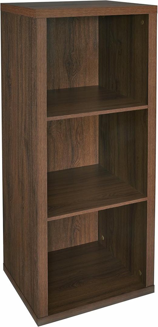 ClosetMaid 3-Cube Storage Shelf Organizer Bookshelf with Back Panel, Easy Assembly, Wood, Dark Chestnut