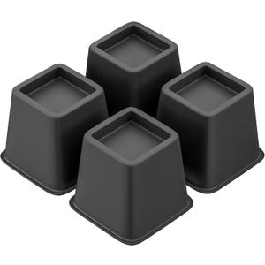 Bed Furniture Riser 4 inches, Versatile Bed and Furniture Riser - Heavy Duty, Stackable, Supports 550 lbs Each Riser - Set of 4, Black (Black-Set of 4, 4 Inch)
