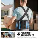 Work Back Brace for Men & Women, Adjustable Lower Back Support Belt for Sciatica, Herniated Disc, Pain Relief, Moving Construction Warehouse Heavy Lifting Safety & Protection (Black, Small)