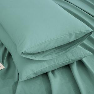 TUMEI 100% Linen Bed Pillow Cases Queen Size(25.98"20.08") - Set of 2 Linen Standard Pillow Covers Washed Solid Color Natural Flax Soft Breathable, Ocean Blue Queen
