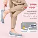 Women's Knit Slip On Walking Shoes - Comfort Ballet Flats with Rubber Sole & Arch Support (Gray)
