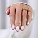 2 x Pink & White French Tip Press on Nails Easter - GJZEZ Soft Gel Almond Nail Press-On, Minimalist Elegant Fake Nails for Women Weddings Bridal Party | 16 Sizes - 32 pcs Reusable Nail, Blush French