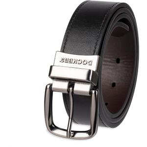 DOCKERS Men's Two-in-one Reversible Rotative Buckle Everyday Casual Dress Belt (Large (38-40), Black/Brown Stitch)
