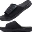 ONCAI Mens Sandals Adjustable Straps Orthotic Plantar Fasciitis Open Toe Athletic Sport Slides with Soft Comfy Arch Support Footbed Black Size 10.5