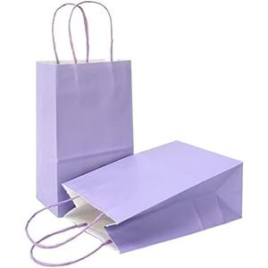 AZOWA Gift Bags Large Kraft Paper Bags with Handles (10.6 x 8.7 x 4.3 in, Light Purple Color, 50 Pcs)