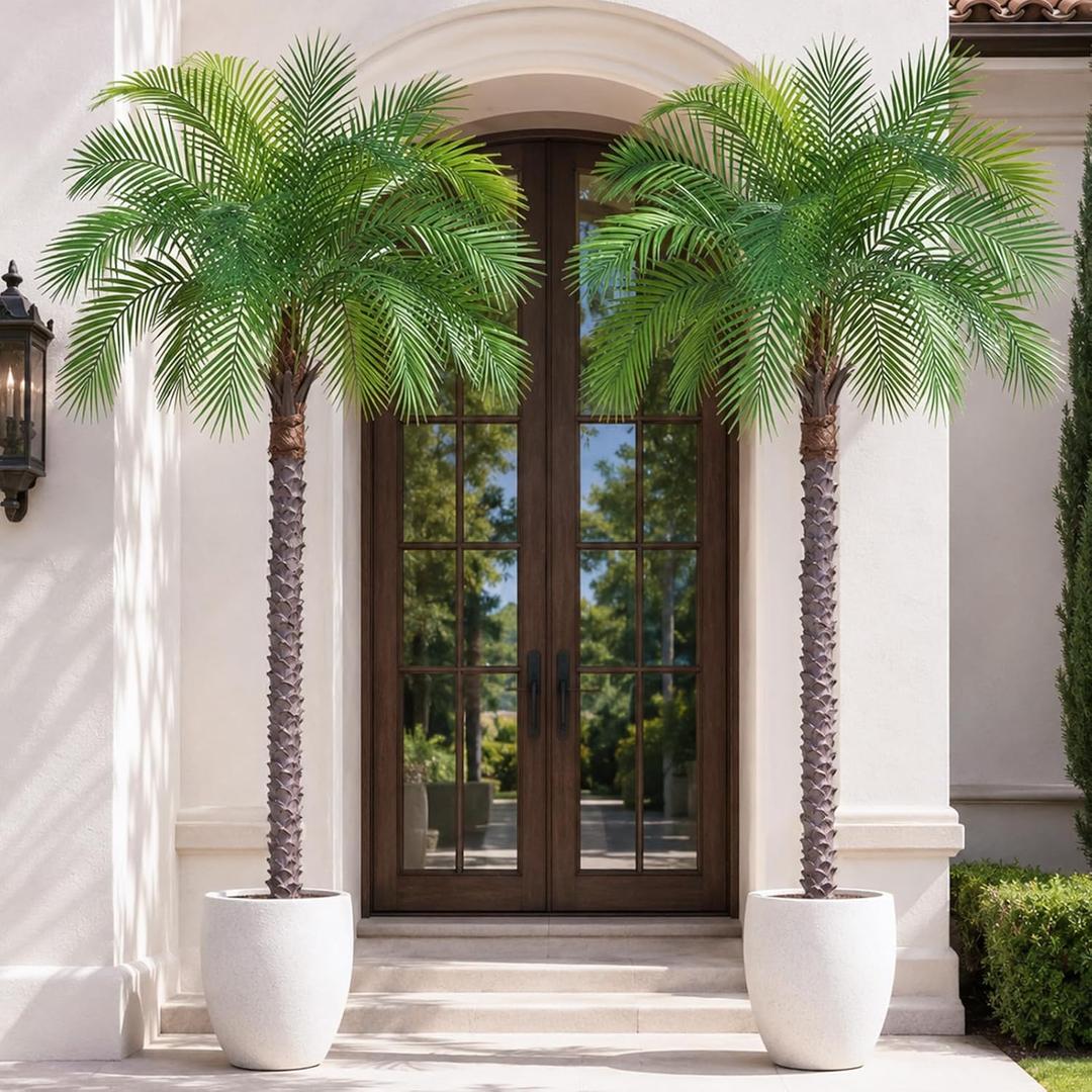 6ft Artificial Phoenix Palm Tree, Faux Coconut Silk Tropical Fake Palm Plant for Indoor Outdoor Home Office Patio Bathroom Pool Coastal Decor(Set of 2)