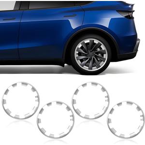 20 inch Wheel Rim Protector Compatible with TES-la Model Y 2025 2026 (Refreshed Juniper Only), [Silver] Car Tire Trim Rings Rim, ABS Hubcaps Wheel Cover, 4 PCS