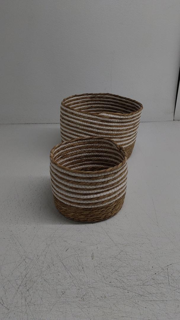 Baskets, Set of 2 for Home, Office, Dorm Room, Living Room, Bedroom, Bathroom, Nursery Storage and Organization (GRAY)14x14/9x9 inch
