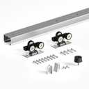 FINOSEN 6FT Commercial Grade Sliding Pocket Door Hardware Track Kit,Top Mount,Heavy Duty,Smoothly and Quite,Easy to Install,Aluminum(Door is not Included)