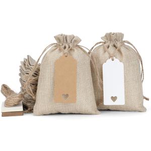 Tapleap Burlap Gift Bags with Drawstring, 5x7 Favor Sacks (Lot of 30) for Wrapping Kids Class Mother's Day, Birthday, Wedding, Party or DIY(Original) (1 Count (Pack of 30), 57" Orignal)