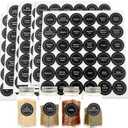 Spice Labels, 432Pcs Spice Labels Stickers 1.4in Waterproof Adhesive Round Preprinted Spice with Blank Label Black Tear Resistant Sticker for Kitchen Jars Caps Food Containers Spice Organizers