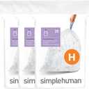 simplehuman Code H 60 Count, Genuine Custom Fit Liners, Drawstring Trash Bags in Dispenser Packs, 30-35 Liter / 8-9.2 Gallon, Clear