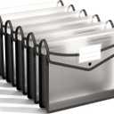 ABC life 6 Pack Plastic Expanding File Folder, Folders for Documents with Snap Closure, Black File Folder Organizer Holder, Transparent Accordion File Pouch,Large Capacity, Fit Letter/A4 Size - Black