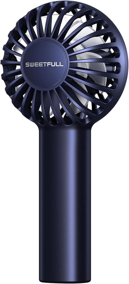 SWEETFULL Mini Portable Fan Powerful Handheld Fan Rechargeable,3 Speeds Personal Small Hand Fan for Travel Makeup Eyelash Fan for Stylish Kids Girls Women USB Cute Design Blue