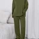 PRETTYGARDEN Womens 2 Piece Matching Lounge Sets 2025 Fall Long Sleeve Boatneck Sweatsuit Drawstring Sweatpants Pockets (Medium, Army Green)