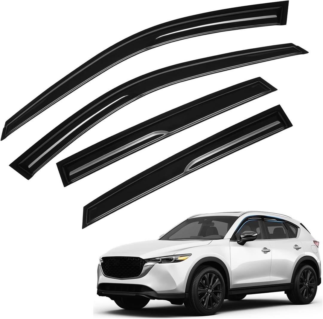 CX-5 Rain Guards - Window Visors for Mazda CX5 2017-2025 2026, Out-Channel Side Window Rain Guards for CX5, 4PCS, Black, Car Accessories