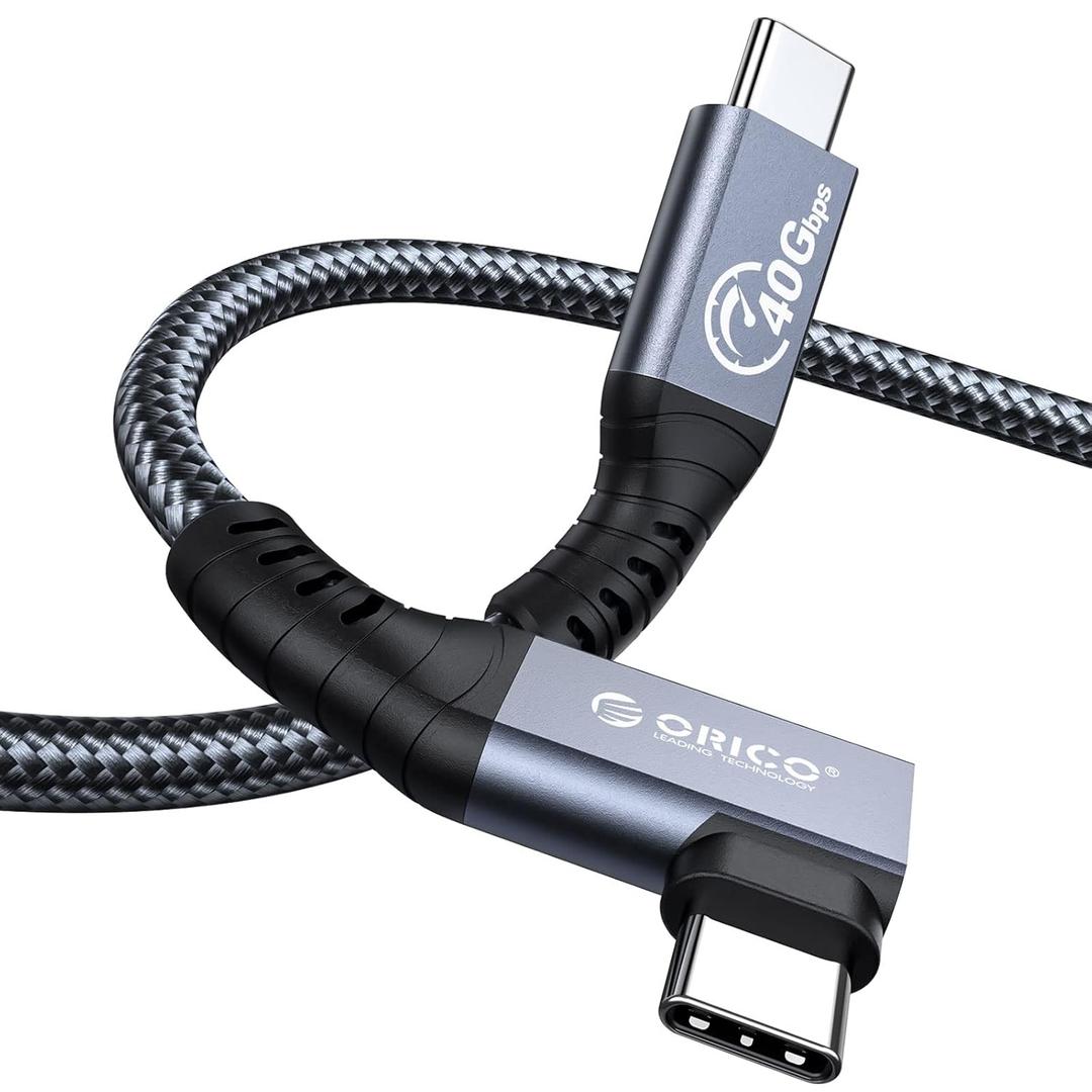 ORICO Cable Compatible with Thunderbolt 4 Right Angle 6.56Ft,40Gbps USB C to USB C Cable, 100W Charging/Display 8K@60Hz Compatible with MacBooks iPad Pro, Thunderbolt 4/3 and USB-C Device