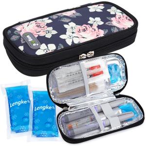 YOUSHARES Insulin Cooler Travel Case - Portable Refrigerated Medicine Case for Insulin Pen, Medication and Diabetic Supplies With 2 TSA Approved Ice Pack (Roses)