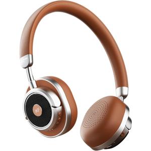 iKF Rona Retro Classic Active Noise Cancelling Wireless Headphones, Bluetooth On Ear Headset with Mic,75H Playback, Metal Vintage Design,3D Movie Sound,Wired,for Small Heads & Teens (Brown)