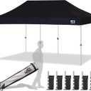Eurmax USA 10x20ft Pop Up Canopy, Commercial Instant Tent for Outdoor Events, Patented No-Tip Rolling Storage Bag with 6 Sandbags,UV & Water Resistant,Heavy Duty Portable Shelter Gazebo,Black