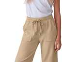 Girls Capri Pants | Elastic Waistband, Adjustable Drawstring, Side Pockets, Straight Leg, School Wear, Daily Activities