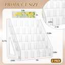 2 Pcs Acrylic Bookmark Display Stand, 5 Tier Clear Bookmark Riser with 25 Compartments for 2. 5'' Bookmarks, Portable Sticker Holder Greeting Card Display for Business Vendor Retail Store Shop