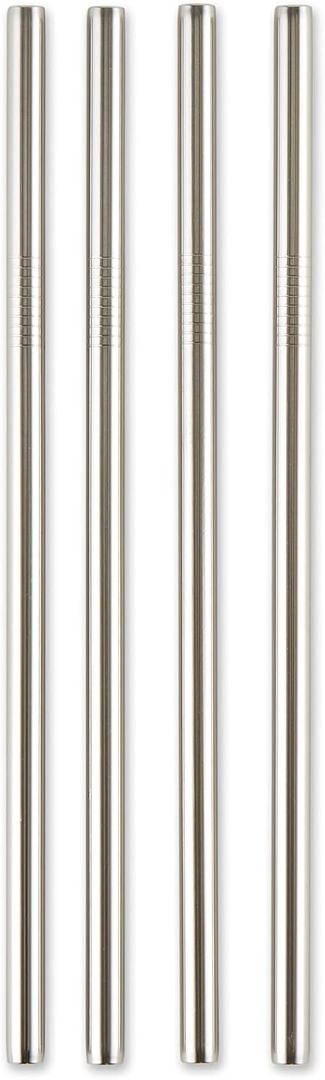 RSVP International Reusable Straw Set Dishwasher Safe, 8.5 Inch, 4 Piece, Stainless Steel Straight