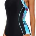 beautyin Women's One Piece Athletic Racerback Swimsuit Slimming Bathing Suit (Black, M)