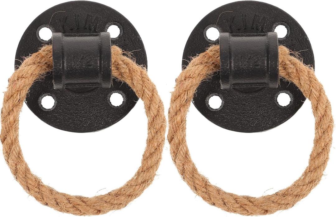 IMIKEYA 2 Pcs Barn Door Handle, Vintage Door Rope Pulls Cupboard Ring Metal Gate Pull Handle for Cabinet Gate, Closet, Bedrooms, Sliding Door