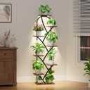 Plant Stand Indoor With Grow Lights - Corner Plant Stand For Indoor Plants, 51" Lighted Plant Shelf Indoor, 8 Tiered Tall Flower Holder, Dsiplay Rack For Living Room, Hallway, Home