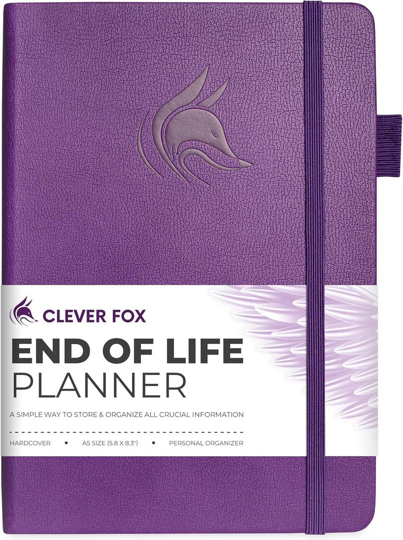 Clever Fox End of Life Planner  Final Arrangements Organizer for Beneficiary, Will Preparation, Last Wishes & Funeral Planning, A5 (Purple) (A5 (5.8'' x 8.3''), Purple)