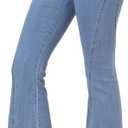 Allegra K Women's Flare Jeans 70s Outfits High Waisted Stretchy Denim Pants Trendy Bell Bottom Jeans (Blue, L)