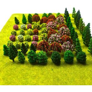 70pcs Mini Mixed Miniature Fake Trees Model Train Scenery Artificial Wargame Trees Model Railroad Scenery Diorama Supplies for DIY Landscape