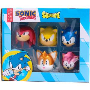 Sonic The Hedgehog SquishMe Series 1 Collectors Box 6-Pack: Stress Relief Toy, Party Favor & Fidget Toys for Kids - Entire Series 1 Set w/Sonic Figures, and Squishies