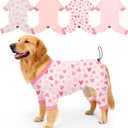 Bienbee Dog Pajamas, 4 Pack Dog Recovery Suit Shedding Suit Cute Soft Puppy Clothes Dogs Pjs Onesies Jammies Adjustable Breathable & Stretchy Clothes for Small Medium Large Dogs Girl Boy Puppy-3XL