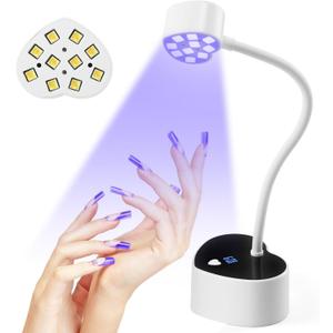 Onite UV Light for Gel Nails with Auto Sensor - 30W LED Fast Curing for Gel X Nails, Rechargeable Heart-Shaped Gooseneck Design, Timer & Portable Mini Manicure Tool