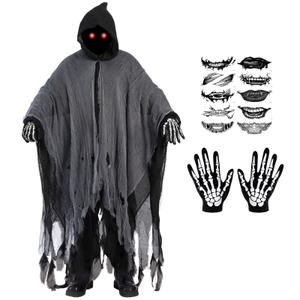 SKEFOLI Halloween Grim Reaper Costumes, Dementor Dress up Ghoul Decorate, Robe Costumes, Scary Men's Halloween Decorate