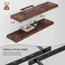 Heimlove 48W x 12D Long Floating Shelf, 12 Inch Deep Floating Shelves for Wall Set of 2, Wood Shelves for Bedroom Living Room Bathroom Kitchen Home Office, Rustic Brown, 47.2"W x 11.6"D x 1.5"H, 2 Pack