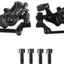 JFOYH Mechanical Disc Brake Set for MTB Road Bike Folding Bike and BMX with 160mm Rotor Mounting Adapter, Cycling Front and Rear Bicycle Bike Disc Brake Calipers-Black/Red