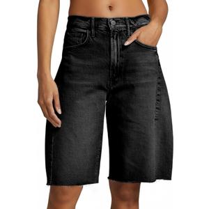 Cicy Bell Womens Summer High Waisted Jeans Shorts Casual Wide Leg Bermuda Jorts Baggy Denim Shorts with Pockets (2, Black)