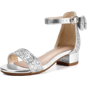 PANDANINJIA Girls Dress Shoes Toddler Kids Heels Sandals Ankle Strap Wedding Party Phoebe Flower Girl Shoes