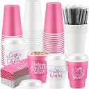 Layhit 100 Sets Christmas Disposable Coffee Cups 12oz Winter Snowman Hot Chocolate Cups with Lids for Hot Cold Tea Drinking Winter Birthday Wedding Holiday Party Favors(Pink and White)